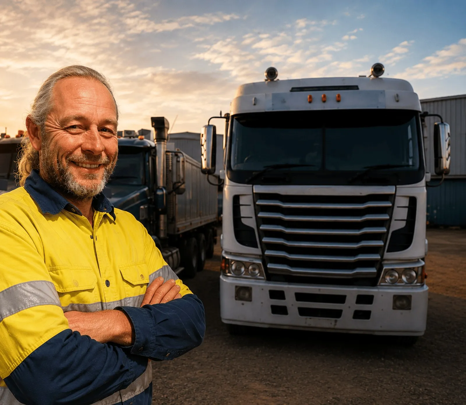 Tom, iTrain's trainer, in front of a truck